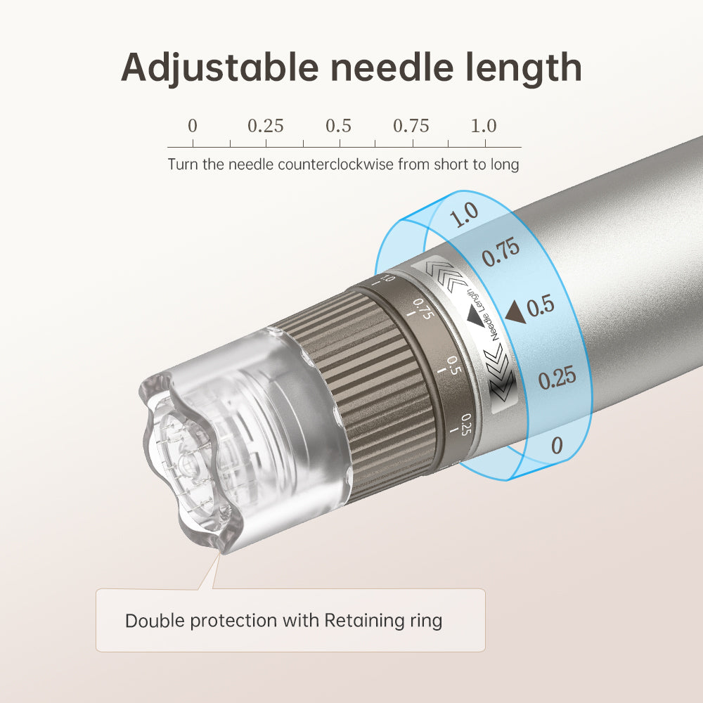 Hydra Pen H3 manueller Nadellängenring mit Markierung von 0 bis 1,0 mm